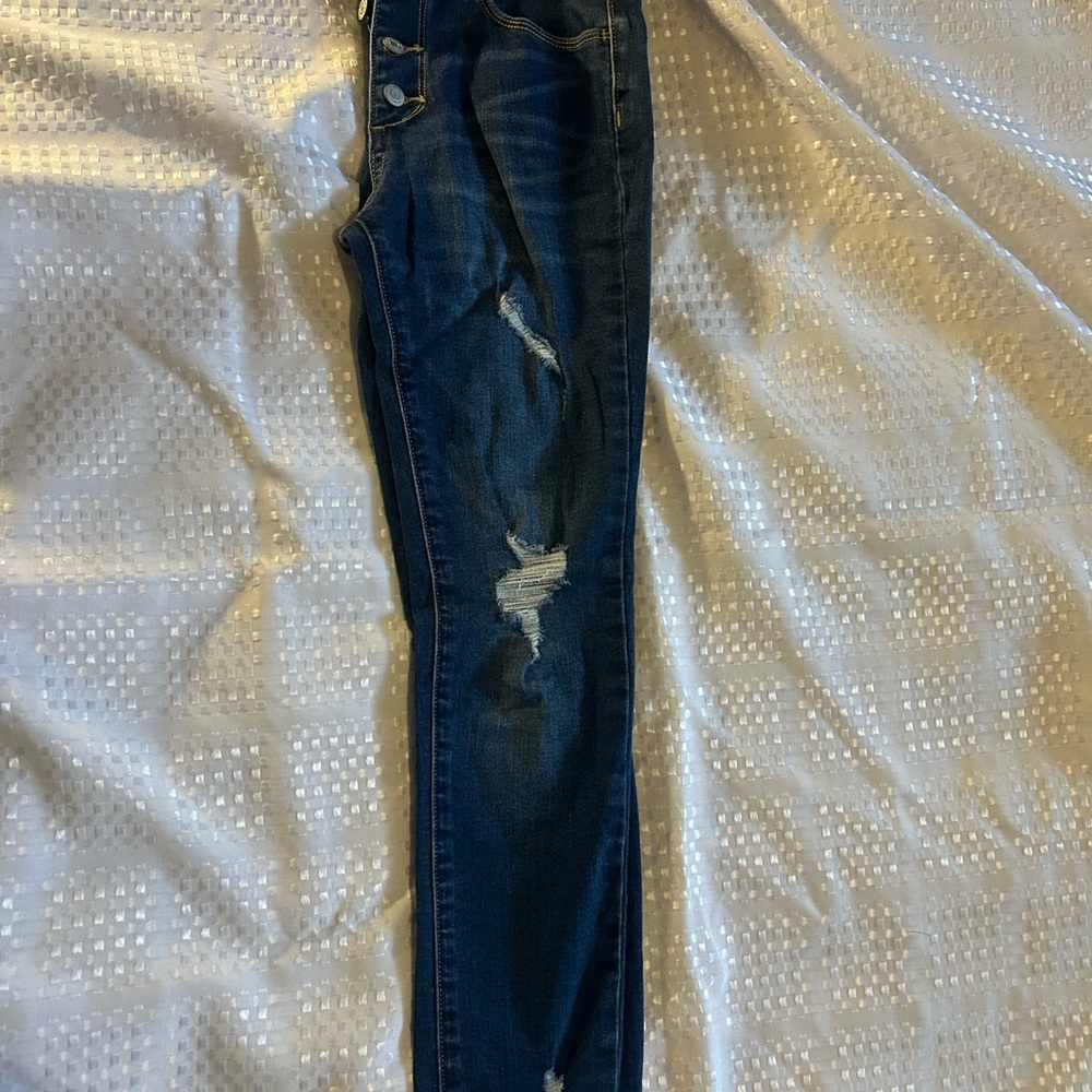 Old Navy Distressed Dark Blue Women's Skinny Jeans - Picture 2 of 4